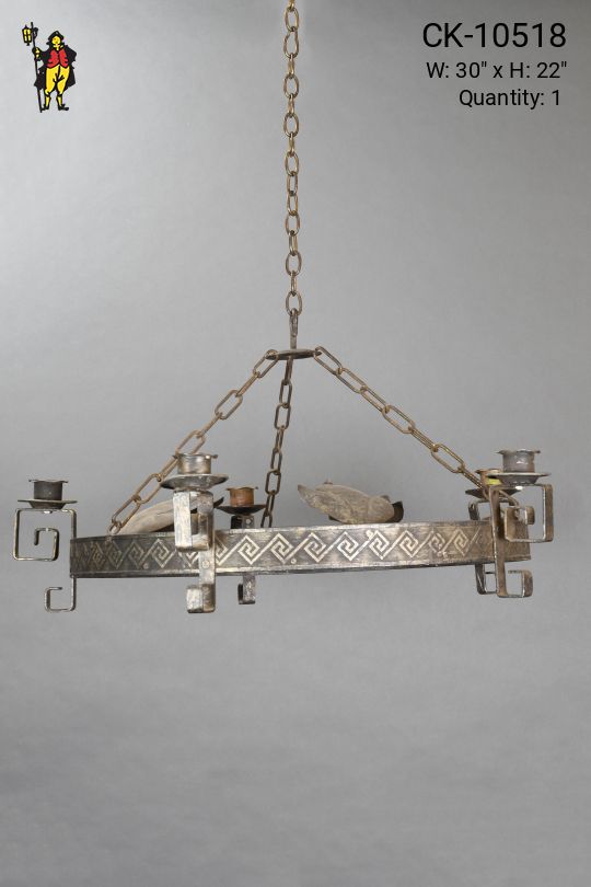 Non-Electrified Bronze Deco Chandelier