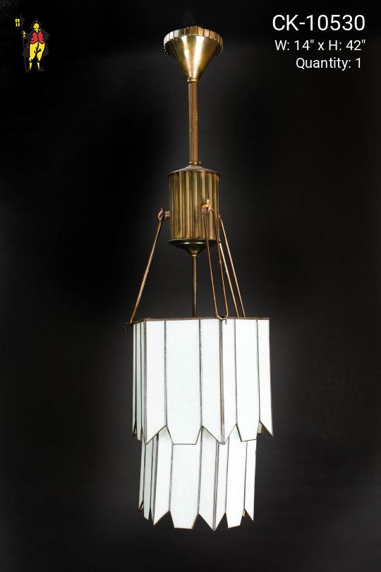 Art Deco Glass & Brass Hanging Pendant