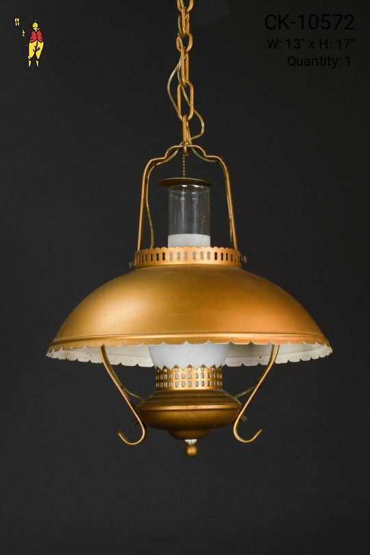 Hanging Scallop Shaded Electrified Oil Fixture