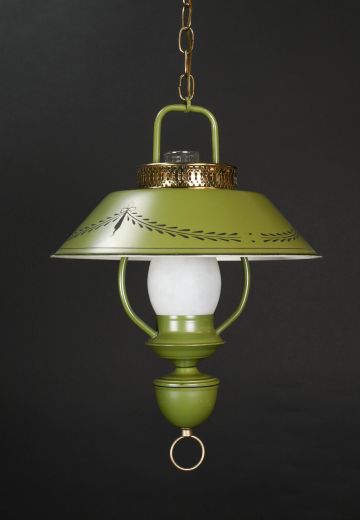 Green Painted Metal Electrified Oil Fixture