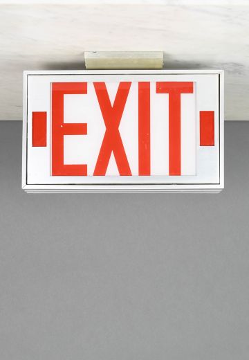 Silver Exit Sign w/Red Letters