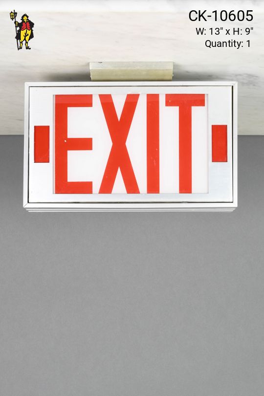 Silver Exit Sign w/Red Letters