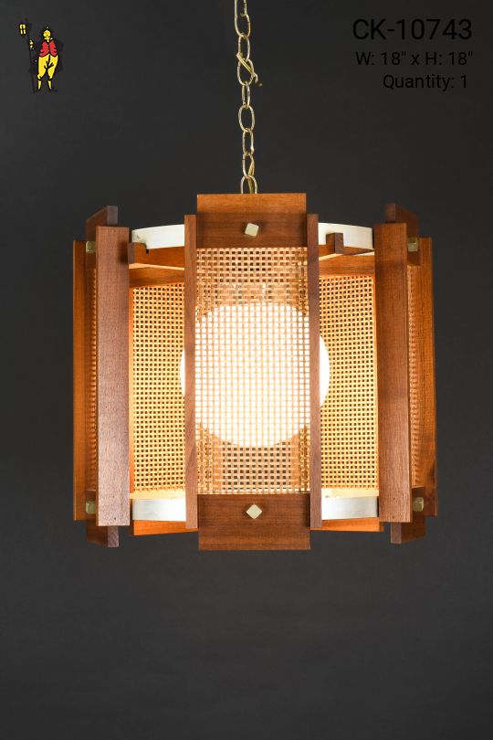 Mid Century Wooden Hanging Pendant