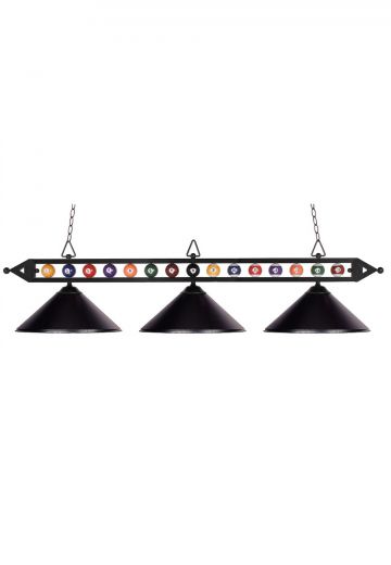 Classic Matte Black Three Light Billard Light