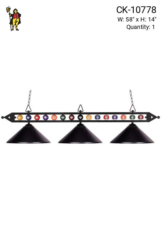 Classic Matte Black Three Light Billard Light