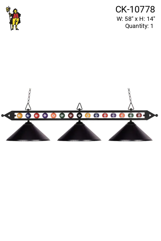 Classic Matte Black Three Light Billard Light