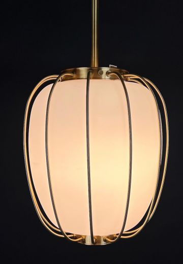Brass Caged Glass Diffuser Hanging Pendant