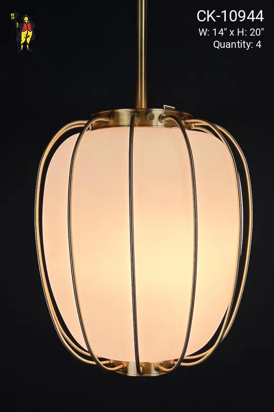 Brass Caged Glass Diffuser Hanging Pendant