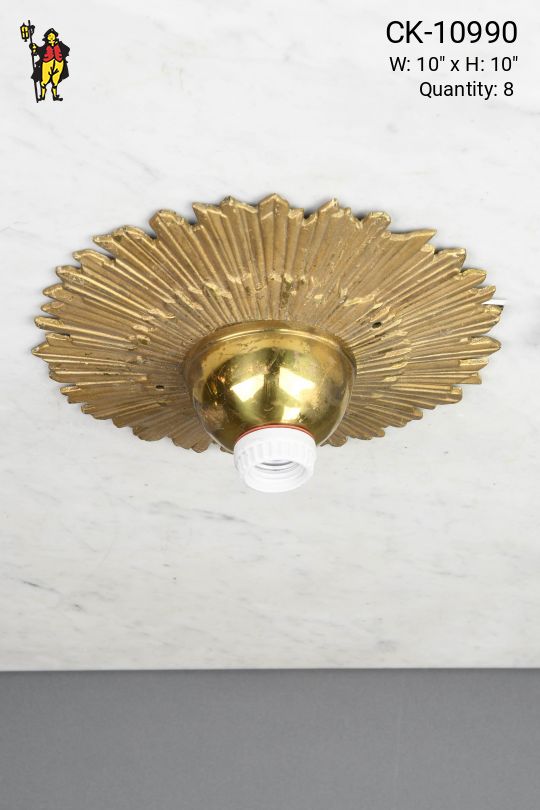 Art Deco Brass Flush Mount Fixture