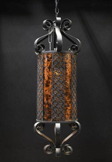 Wrought Iron Tall Hanging Lantern Pendant