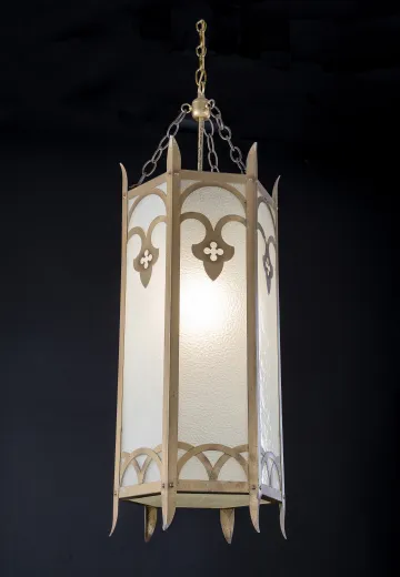 Antique Gothic Lantern w/Frosted Glass