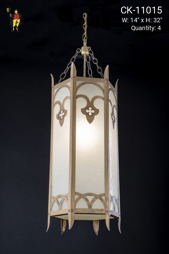 Antique Gothic Lantern w/Frosted Glass