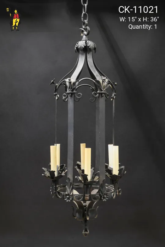 Six Candle Wrought Iron Hanging Pendant