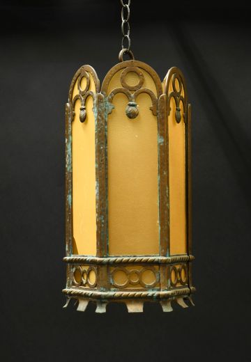 Distressed Brass Gothic Hanging Lantern