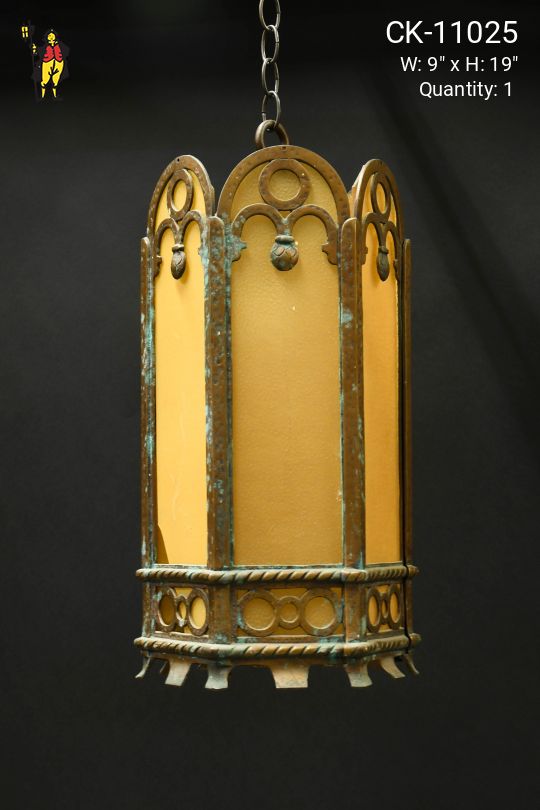 Distressed Brass Gothic Hanging Lantern