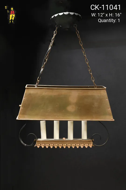 Four Candle Brass Shaded Hanging Fixture