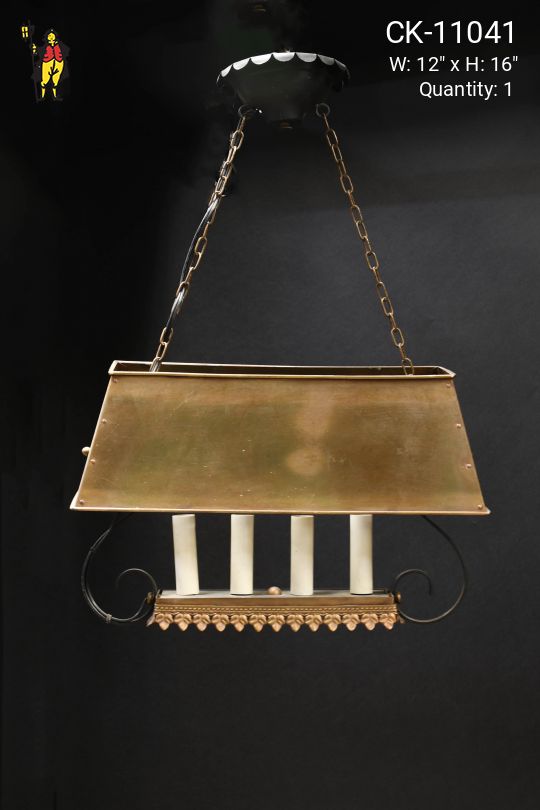 Four Candle Brass Shaded Hanging Fixture