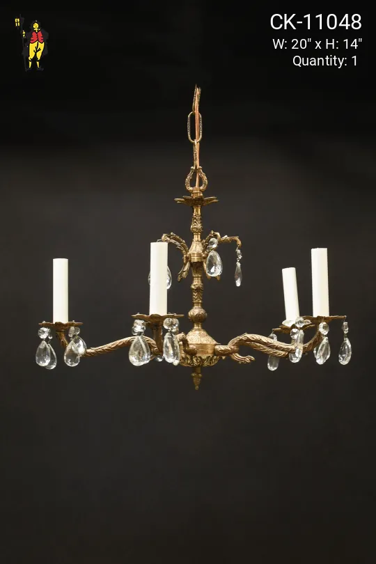 Five Candle Brass & Crystal Petite Chandelier