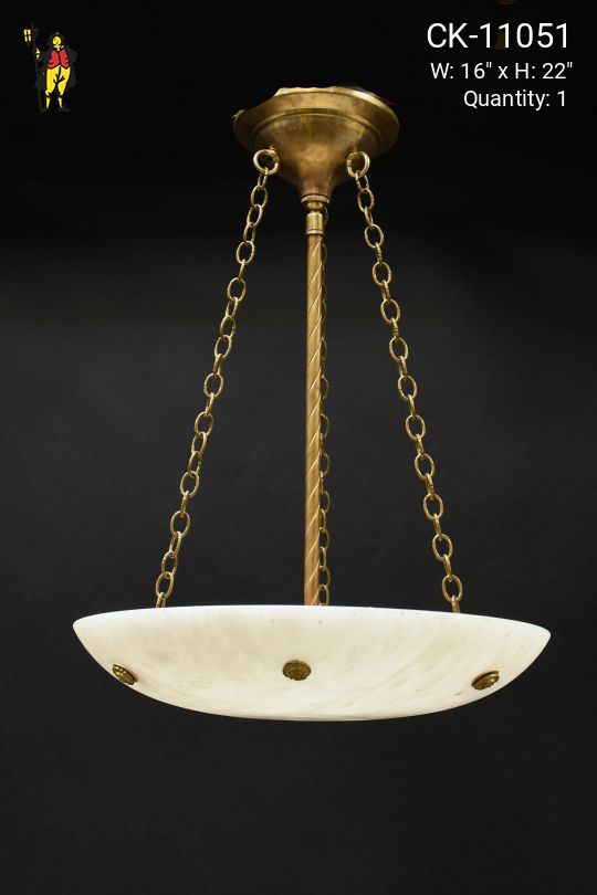 Alabaster & Brass Bowl Semi Flush Fixture