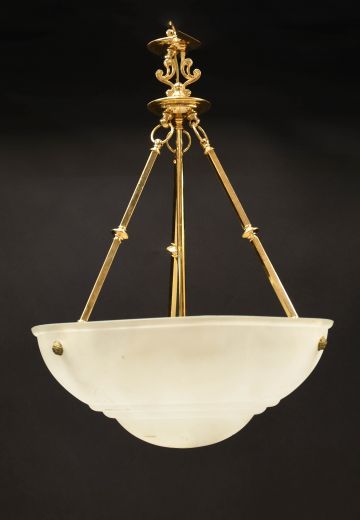 Traditional Brass & Glass Bowl Hanging Fixture