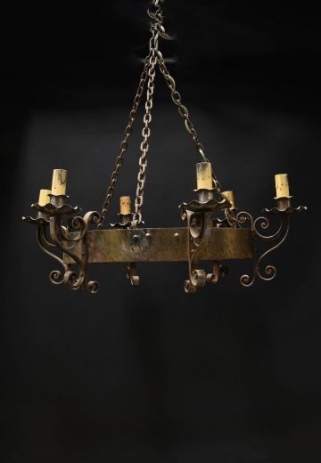 Gotihc Six Candle Wrought Iron Chandelier