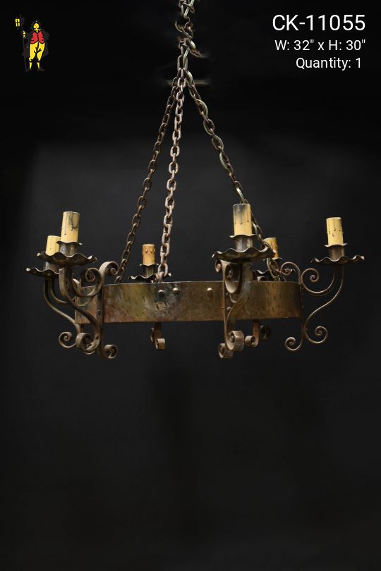 Gotihc Six Candle Wrought Iron Chandelier