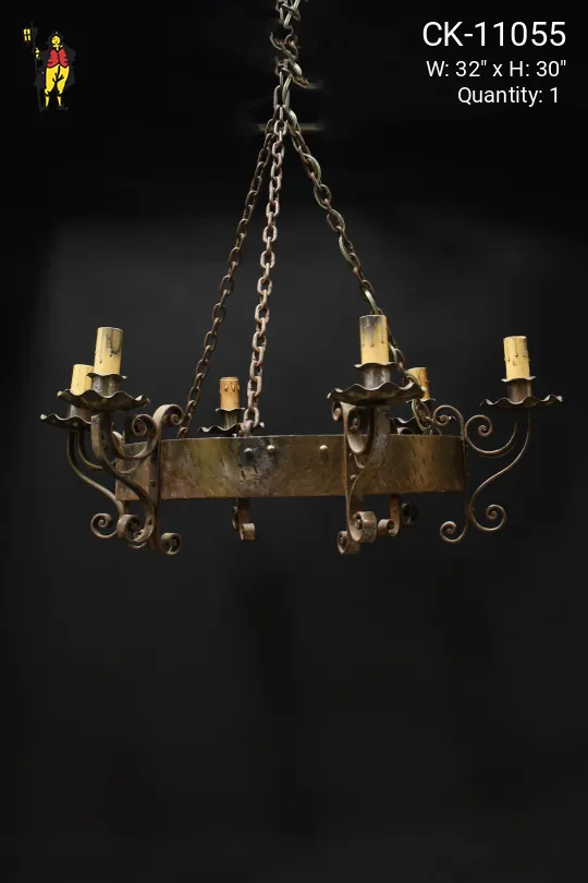 Gotihc Six Candle Wrought Iron Chandelier
