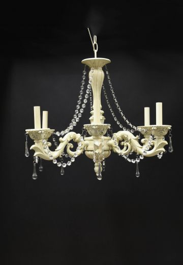 Four Candle Traditional White & Crystal Chandelier
