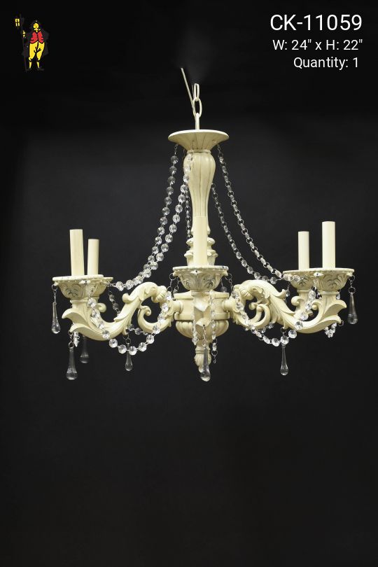Four Candle Traditional White & Crystal Chandelier