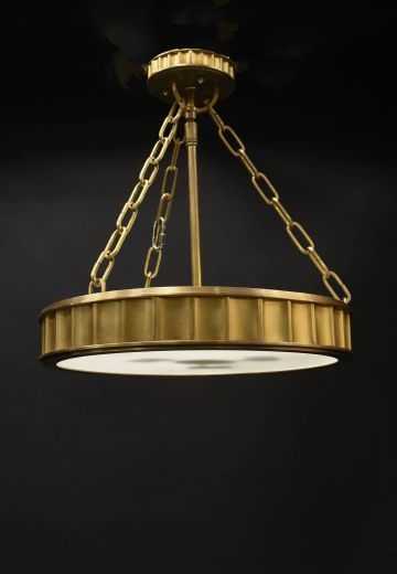 Brass Deco Bowl Semi-Flush Fixture