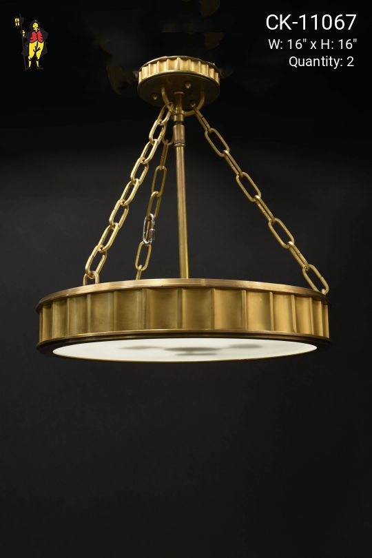 Brass Deco Bowl Semi-Flush Fixture