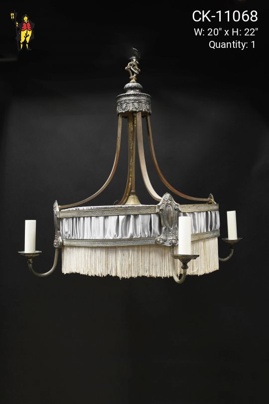 Art Deco Fabric Fringed Four Candle Hanging Fixture