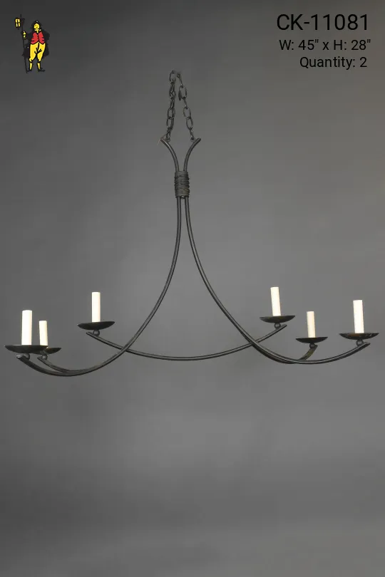 Six Candle Linear Iron Hanging Fixture
