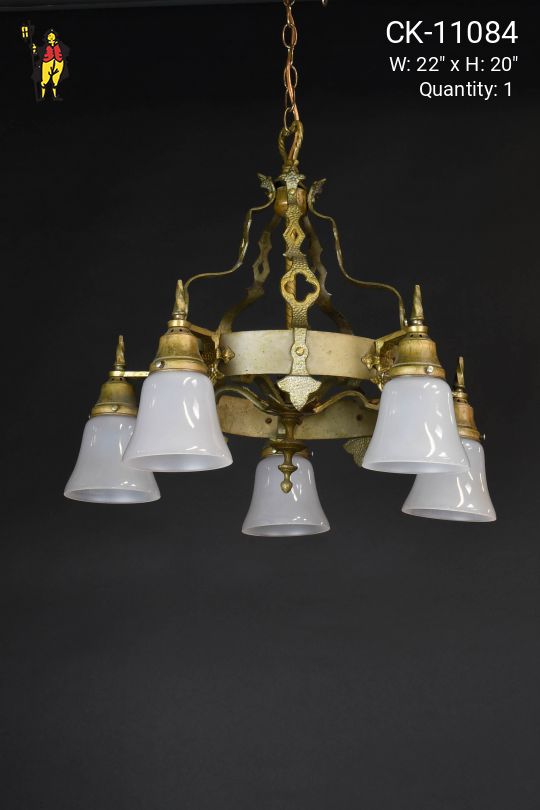 Gothic Brass Five Light Hanging Fixture