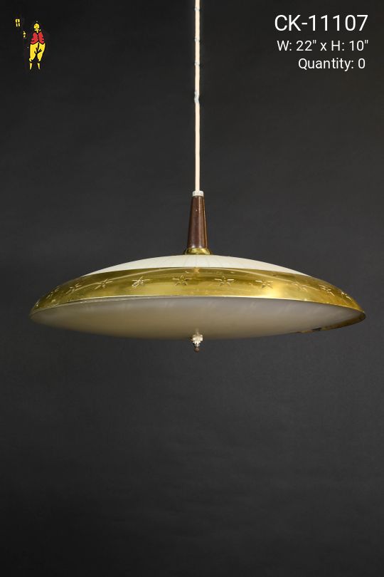 Brass & Glass Mid Century Hanging Pendant