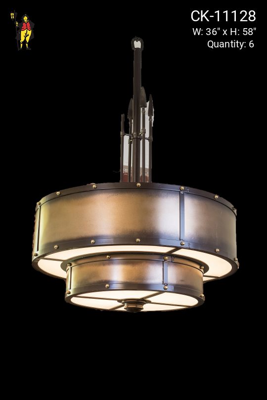 Bronze Art Deco Municipal Style Hanging Lantern