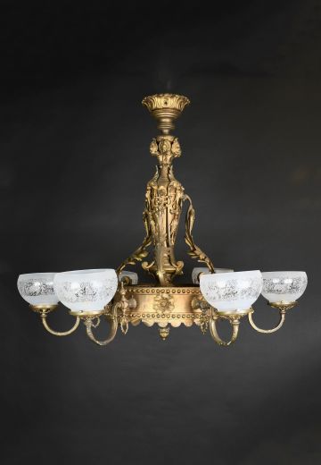 Victorian Style Faux-Oil Eight Light Chandelier