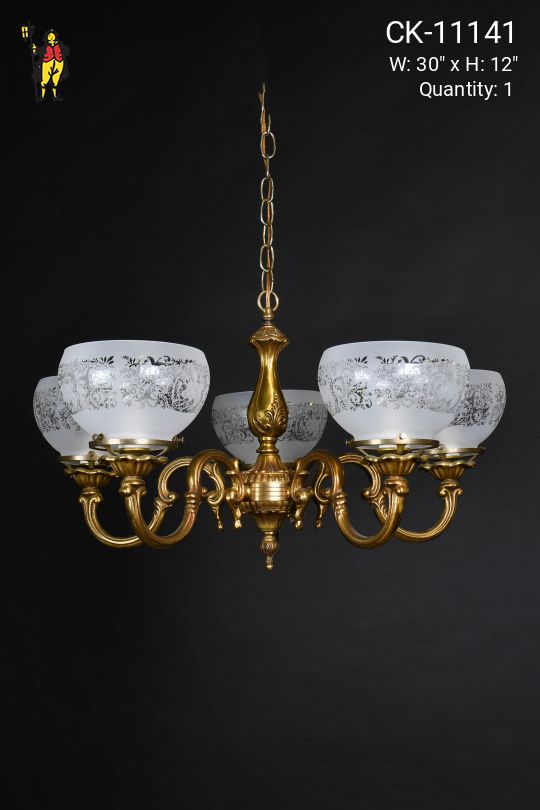 Brass Faux-Oil Five Light Chandelier