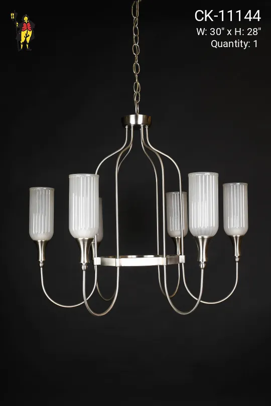 Modern Nickel Six Light Chandelier
