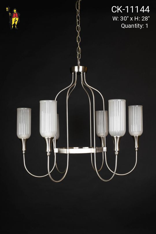 Modern Nickel Six Light Chandelier