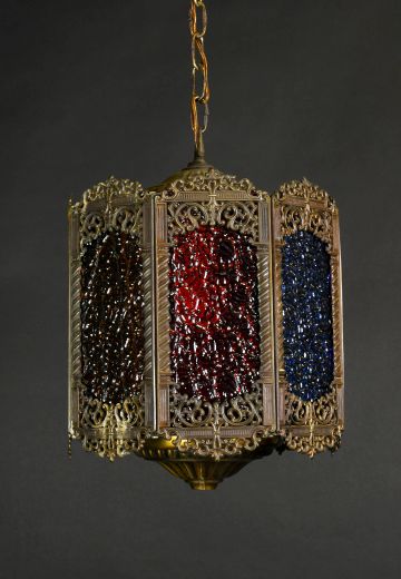 Gothic Mulicolor Glass Hanging Lantern