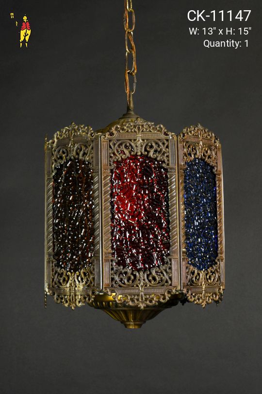 Gothic Mulicolor Glass Hanging Lantern