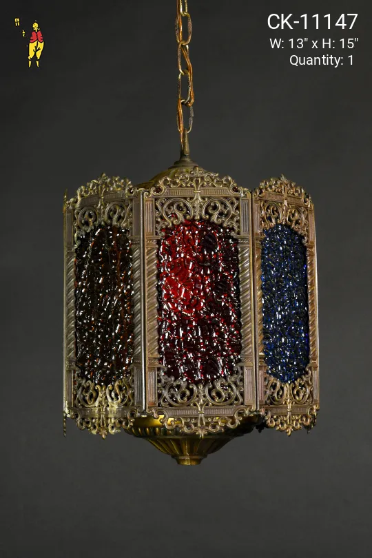 Gothic Mulicolor Glass Hanging Lantern