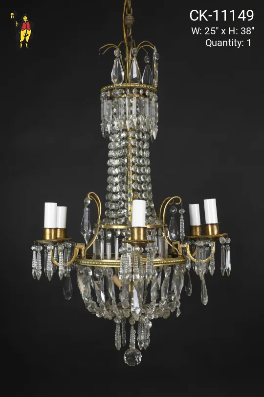 Six Light Crystal Basket Chandelier