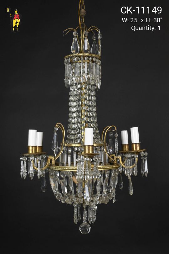 Six Light Crystal Basket Chandelier