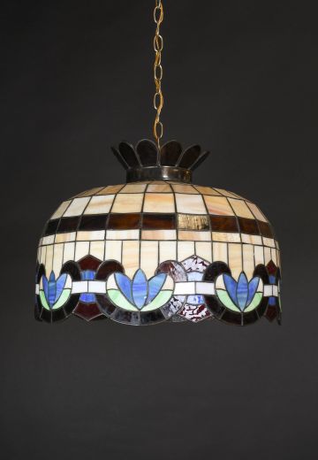Multicolor Slag Glass Hanging Pendant