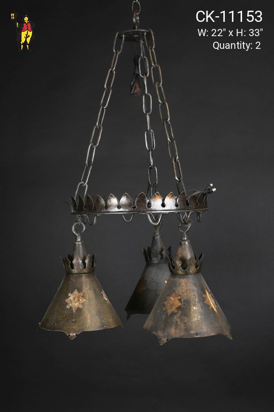 Gothic Iron Three Light Hanging Fixture