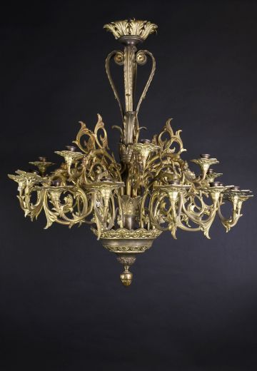 Non-Electric Victorian Brass Chandelier