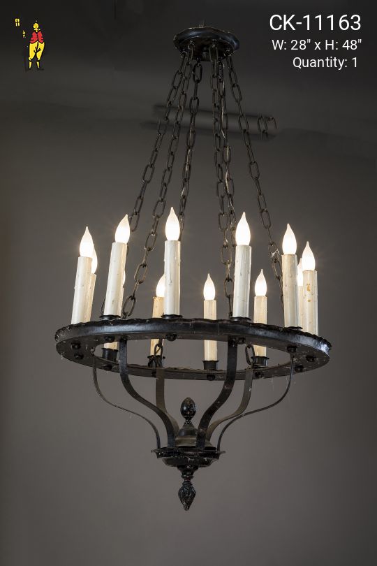 Old Gothic Chandelier w/Tall Edison Candles