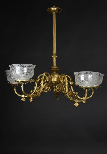 Victorian Faux-Oil Five Light Chandelier